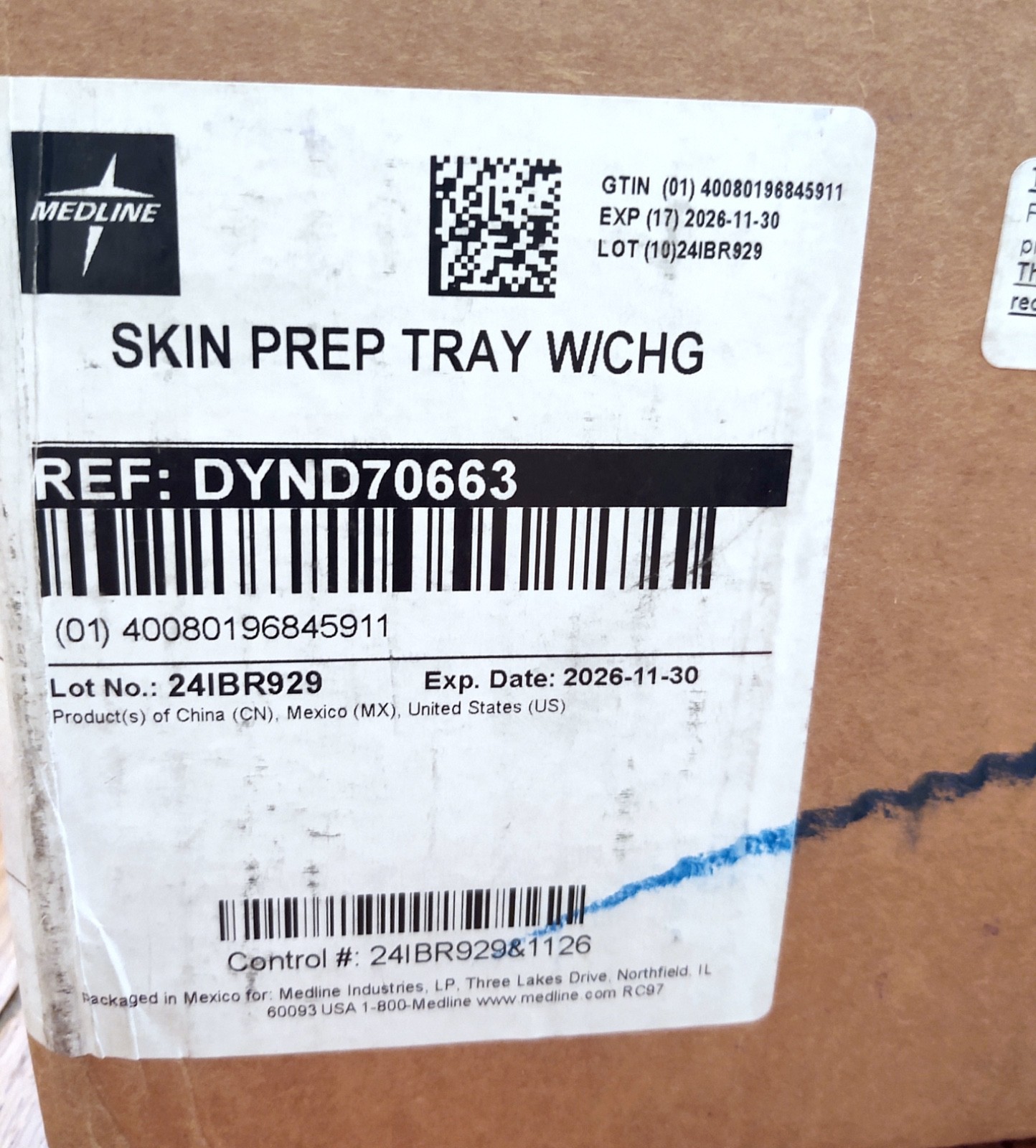 Medline DYND70663 Skin Prep Tray w/CHG - CASE of 19 Kits