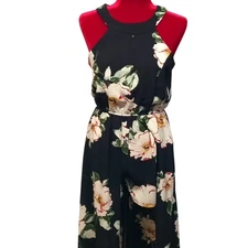 women's floral black halter sleeveless long skirt Rompers/ jumpsuit size M EUC