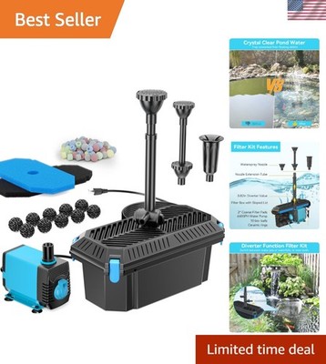 Pond Filter with Pump Kits, Pond Filters for Outdoor Ponds Built In 660GPH Po...