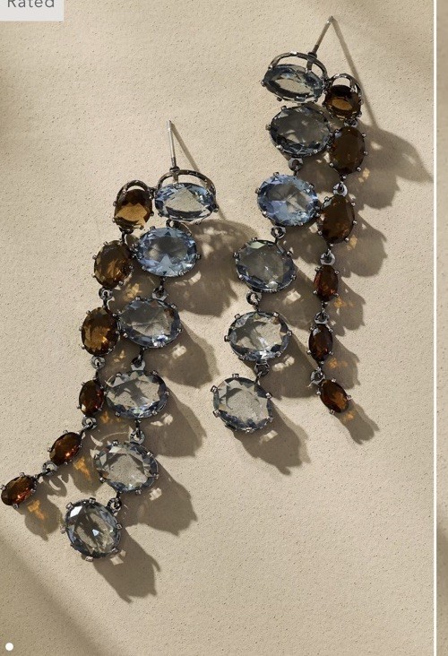 Anthropologie Parallel Crystal Drop Earrings Gunmetal NWT