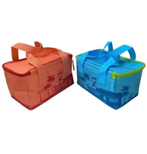 Trader joe's Mini Insulated Bags SET PEACH & BLUE NEW LIMITED  EDITION IN HAND