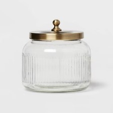 Small Glass Bath Canister Brass : Elegant Storage Container with Lid