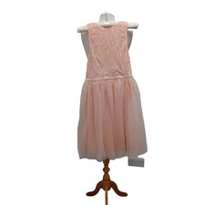 PEACH GLITTER Size 8/10 bridesmaid dress Bust 34"  tulle skirt sequin bodice