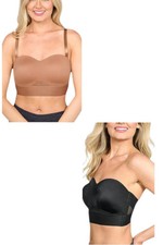 Rhonda Shear Women's 2-pk Molded Convertible Strapless Bra Blk/Mhgny