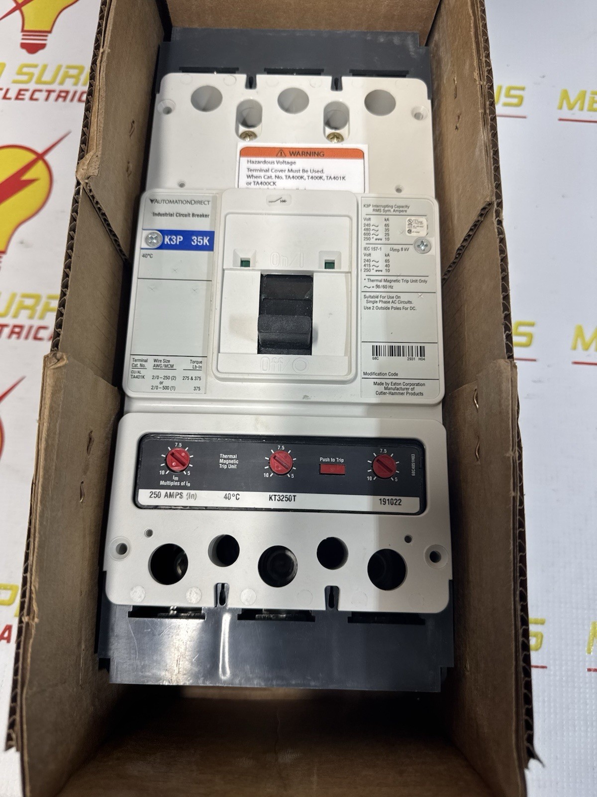 Automation Direct K3P-35K Industrial Circuit Breaker 250A KT3300T