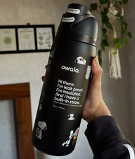 Exclusive Snoopy Owala 32oz Black Stainless Steel Water Bottle Limited Edition