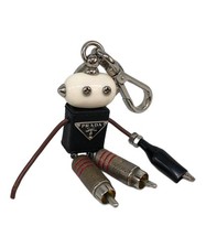 Authentic PRADA Robot Edward Keychain Black/White Men 4698