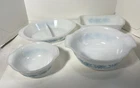 VTG Mc Kee GlasBake Bowl Set of 4 turquoise blue thistle pattern Mixing Bowls