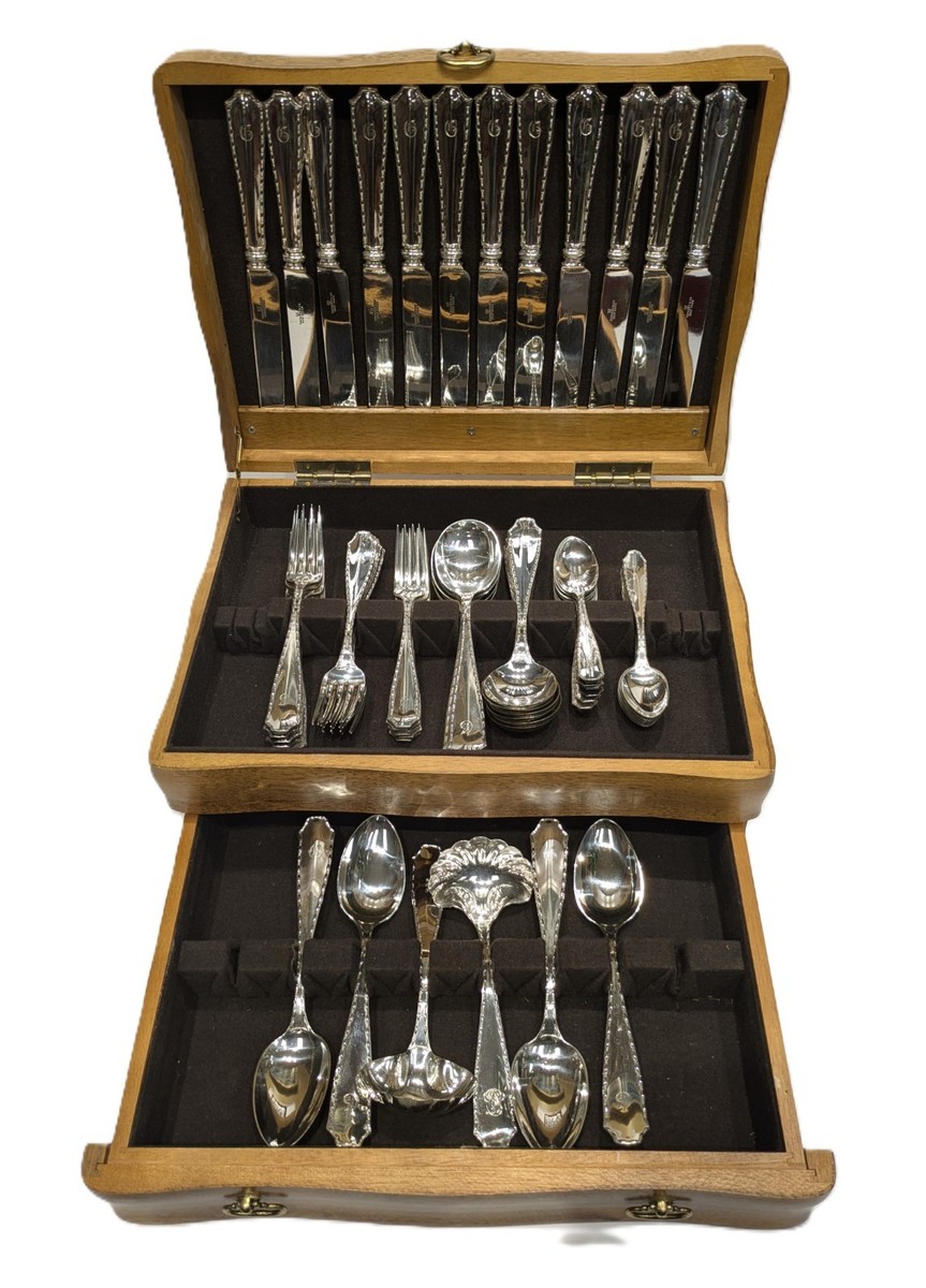 純銀　鍍金　Tiffany スプーンMarquise Marquise by Tiffany& Co. Sterling Silver Service for 12, 66 pcs w