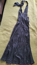 DOEN Mazarin ruffled polka-dot silk-blend satin halterneck dress. SIZE XS Black.