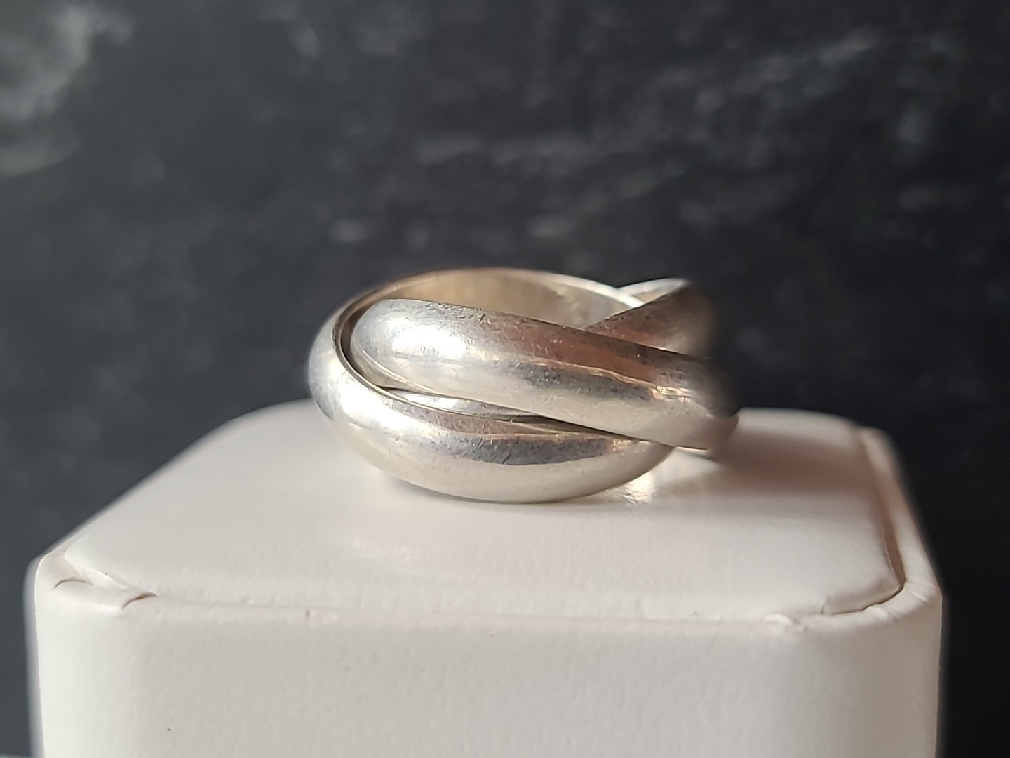 925 Sterling Silver Chunky Interlocking Ring, Siz… - image 1