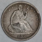 1867-S (San Francisco)  Seated Liberty US Half Dollar in Very Fine Condition