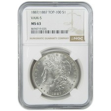1887/1887 VAM-5 Doubled Date Morgan Silver Dollar MS 63 NGC SKU:I27565