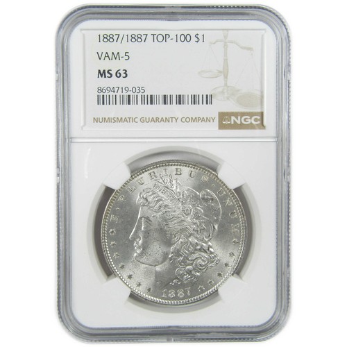 1887/1887 VAM-5 Doubled Date Morgan Silver Dollar MS 63 NGC SKU:I27565