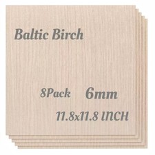 8 PCS 1/4 Baltic Birch Plywood 11.8x11.8 Inch 6mm Wood Sheet For Laser Craft