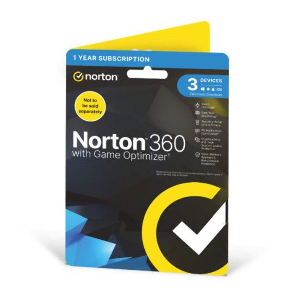 Norton 360 with Game optimizer, 3 Devices, 50GB Cloud Storage, PC, Mac, iOS & An