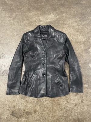 Wilsons Leather Pelle Studio Black Genuine Leather Women's Coat Jacket Medium