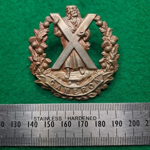 WW1 Cameron Highlanders Regiment Glengarry Cap Badge - Original