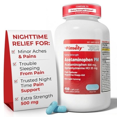 TIME-Cap Labs Extra Strength Acetaminophen PM Pain Reliever, 400 Caplets |