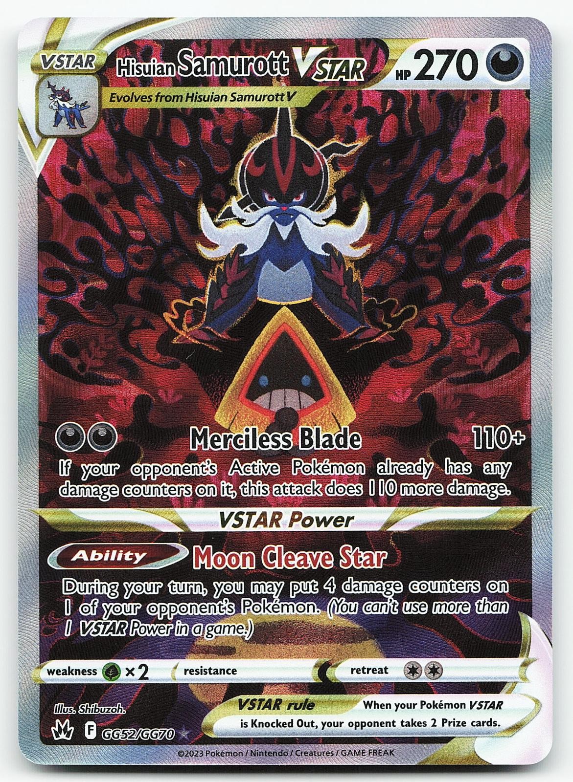 Pokemon Hisuian Samurott VSTAR GG52/GG70 Crown Zenith Galarian Gallery Holo NM