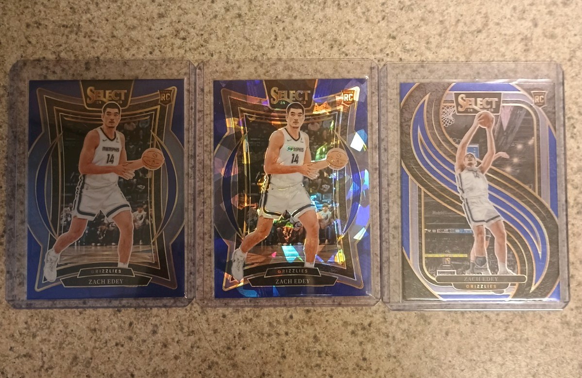 2024-25 Panini Select - Premier Level Zach Edey #192 Blue Prizm (RC)