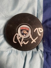 Jesper Boqvist autographed signed florida panthers team puck 