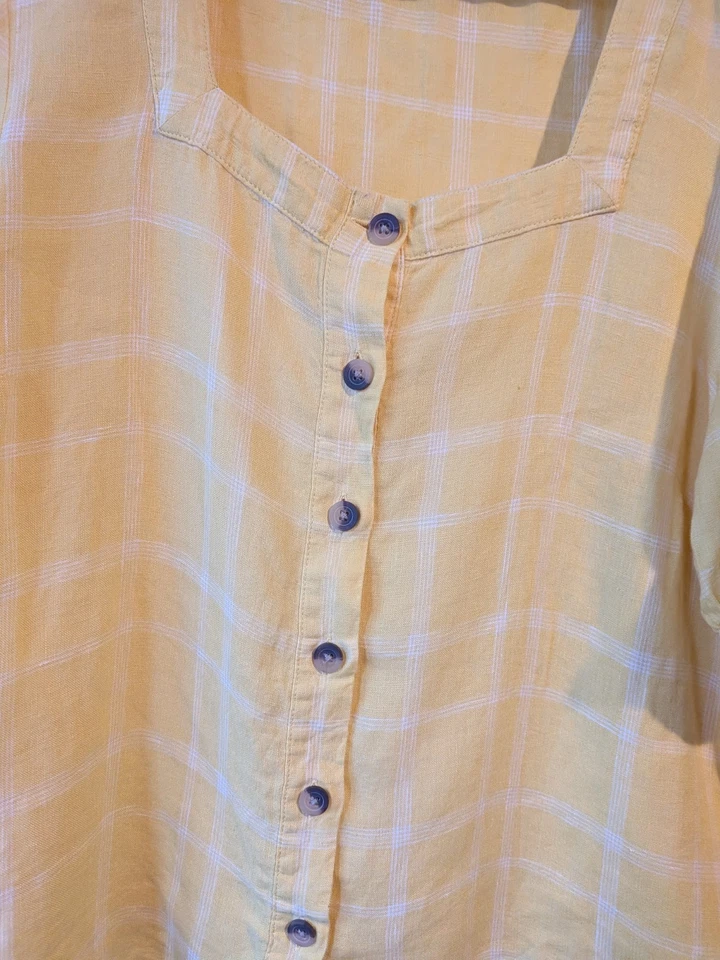 Yellow Mix Size 16 Button Up Linen Blouse From Marks And Spencer - Image 2 of 4