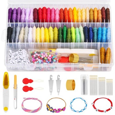 PAXCOO 488Pcs String Bracelet Making 50 Colors Embroidery Floss with Beads