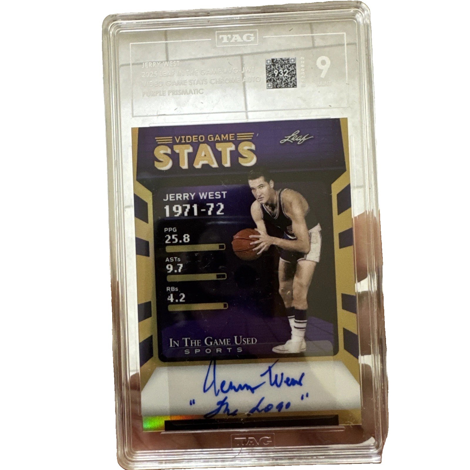 2025 Leaf In The Game Used HOF Auto #3/6 Jerry West “The Logo” Inscription TAG