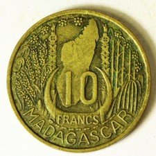 MADAGASCAR 10 Francs 1953 (a) - Aluminum/Bronze - VF - 2174