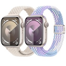 ALSMGGBPAF Slim Braided Nylon Sport Loop Band for Apple Watch 40-46mm Women
