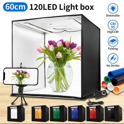 US 24'' LED Photo Studio Light Box Portable Folding Photography Shooting Tent Kit