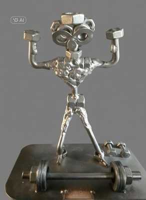 Steelman 24 Schraubenmännchen Bodybuilder mit Hantel Metallfigur Geschenkidee