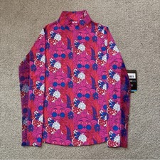 Ibkul Women  s XS Long Sleeve 1/4 Zip Top Pink Sun Mesh Colorful NWT Golf Tennis