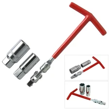 Spark Plug Wrench Set 3pc Flexible T-Handle Removal Tool 3/8" 16 + 21mm Sockets