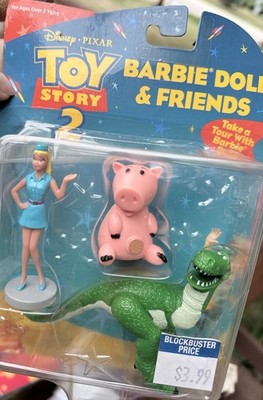2000 Mattel Pixar Toy Story 2 Barbie Doll & Friends Figure Set @ Blockbuster 3''
