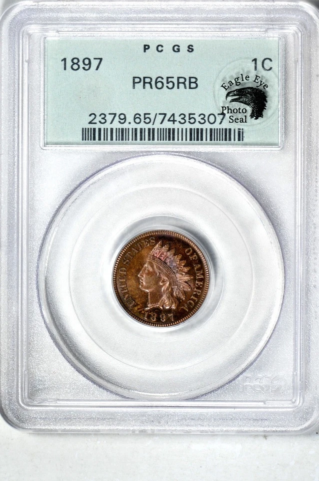 1897 1C Indian Cent PCGS PR65RB OGH (PHOTO SEAL) - Image 3 of 3