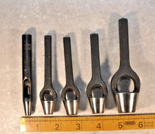 5 x PRIORY Vintage Leather Wad Punches - Good Condition