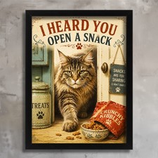 Maine Coon Cat Wall Art Poster Cat Lover Kitchen Print Quirky Animal Home Decor