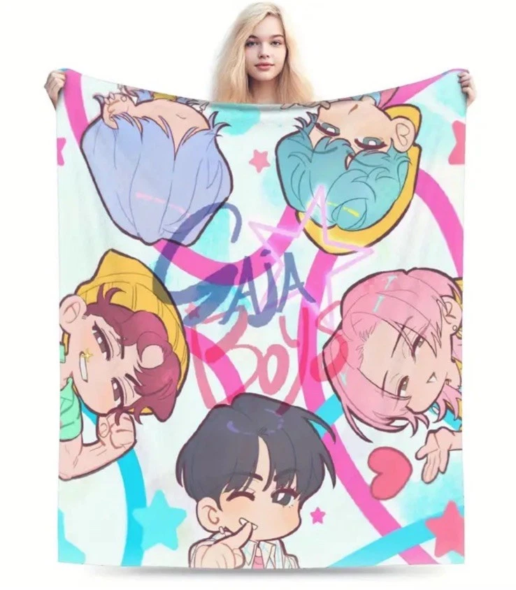 Kpop Demon Hunters Saja Boys Anime Chibi Throw Blanket