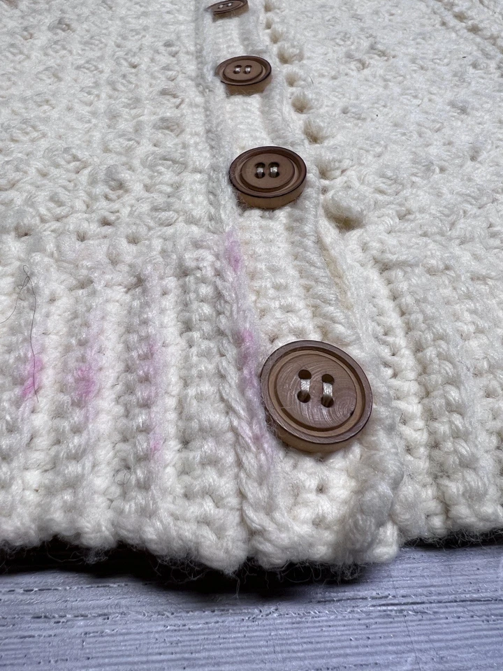 Suéter Chaleco Pescador Vintage Mezcla de Lana Tejido a Mano Trozo de Madera Botón Talla XL Foto 4 de 4