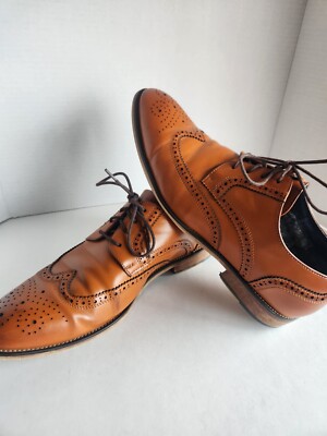 Bruno Marc Louis 1 Wingtip Oxford Leather Lined Lace Up Dress Shoes Brown  Men 12