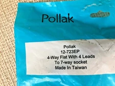 POLLAK 12-723EP  4-Way Flat with 4 Leads To 7-Way Socket Harness Adapter NIB