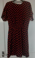Warehouse Black and Red Polka Dot Dress Size 10 