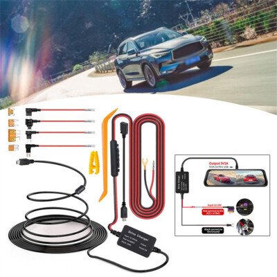 EWAY 3-in-1 Micro USB & Mini USB Type-C Dash Cam Hardwire Kit Car Charging Power Cable 12V-24V to 5V w/Low Voltage Protection 13ft Dash Camera Charger Power Supply Cord for Dashcam