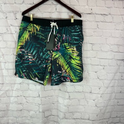 fourlaps board short swimwear night swim palms multi sz 34 athletic fit unlined