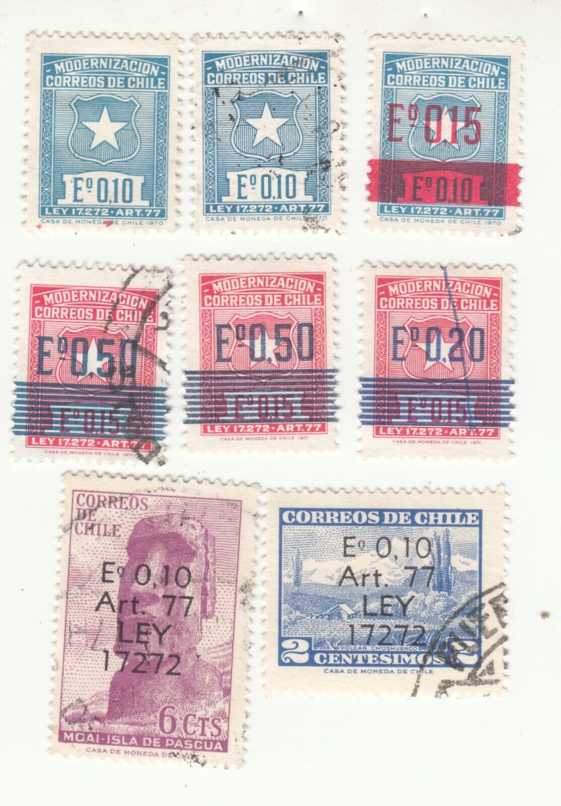 Chile 1971 Modernización Correos Ley 17.272. 8 Stamps. Modernisation. Used