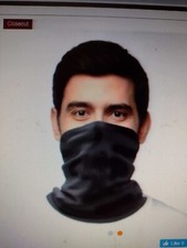 Fabric Neck Gaiter Adult 9" 3 Pack Sealed- Black, Blue and Gray FREE SHIPPING