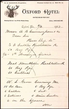 1907 Oxford Hotel W.D. Biddison Proprietor Illustrated Letterhead Oxford PA