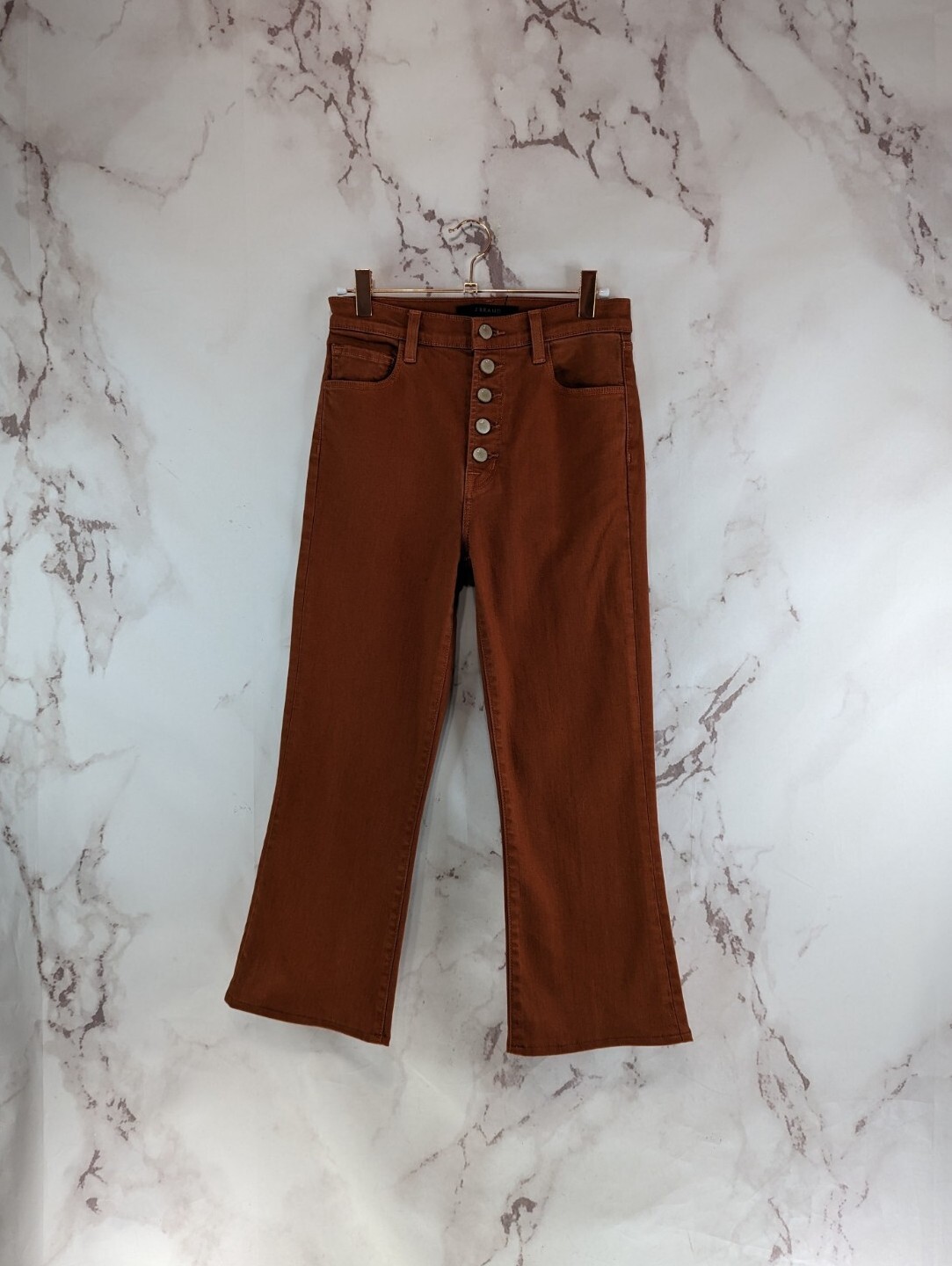 J Brand Jean Womens 26 Orange Exposed Button Fly High Rise Flare